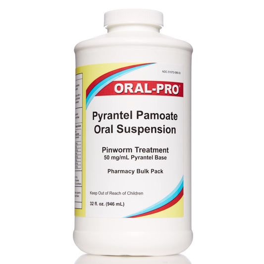Oral-Pro Pyrantel Pamoate suspension bottle with vanilla flavor for easy dosing.