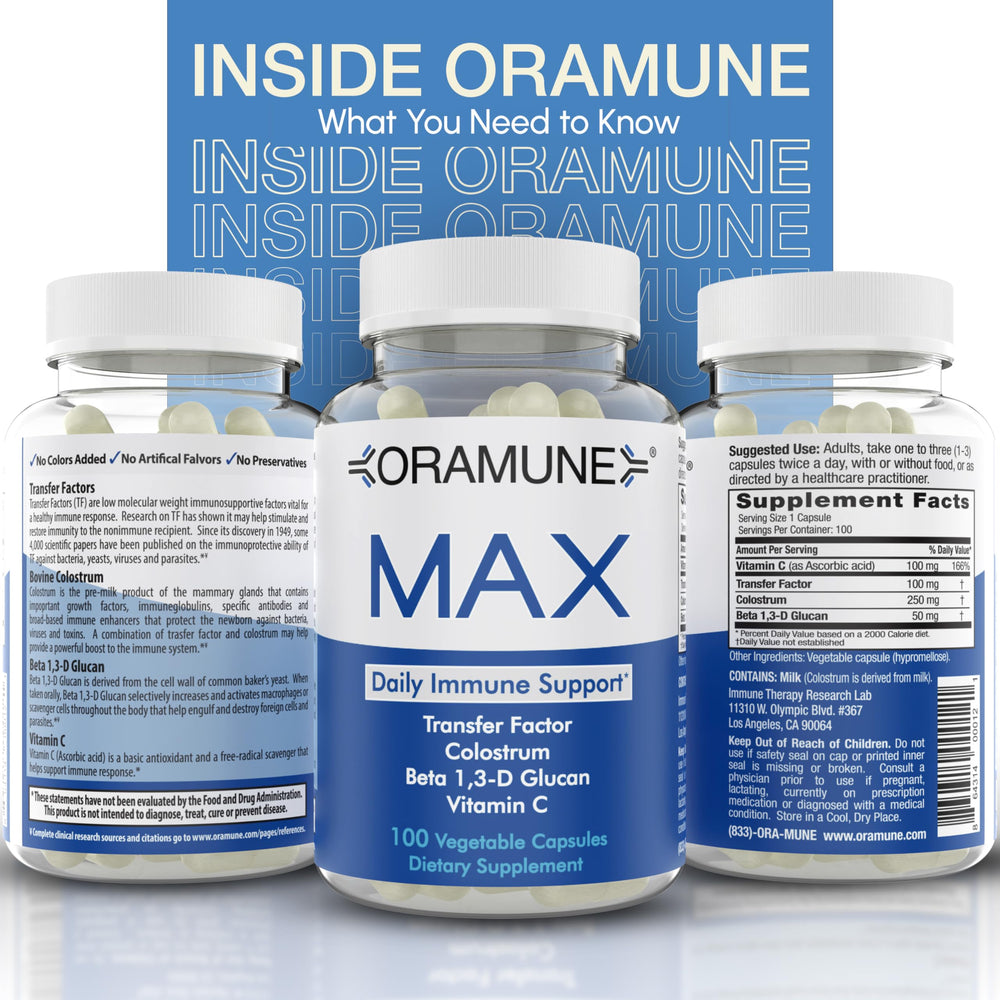 Oramune beta-glucan vitamin C formula contributes to antioxidant potential.