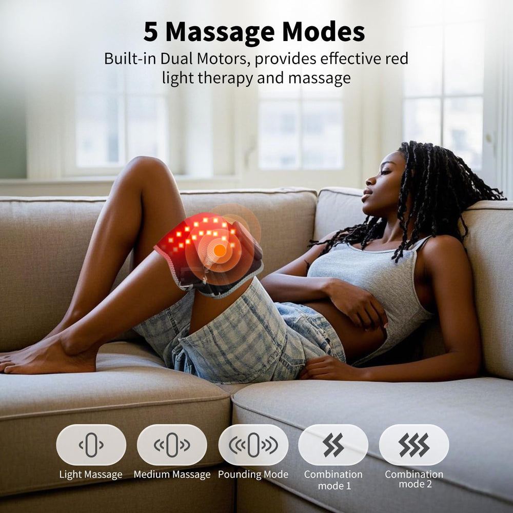 Oramuon knee massager with six heating levels for customizable warmth.