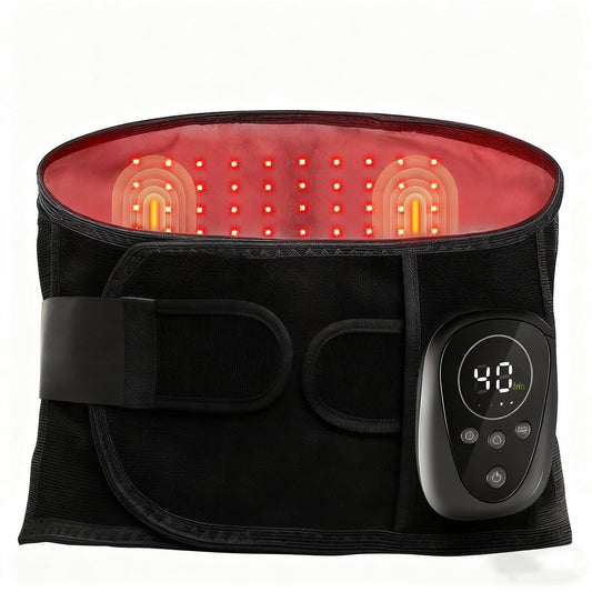 Oramuon lower back massager belt with red light heat for daily relief.