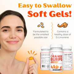 Orange Burps action showing acid reduction relief for heartburn