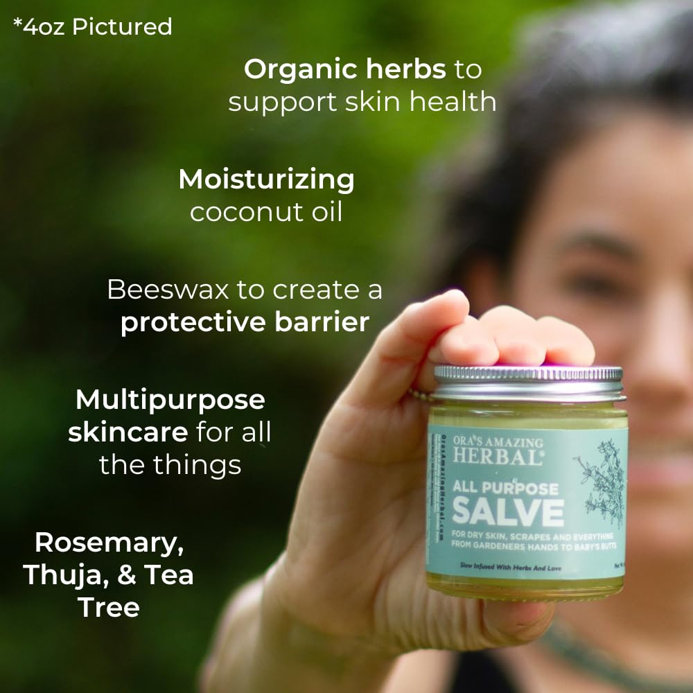 Ora's Amazing Herbal All Purpose Salve close-up of calendula-rich formula.
