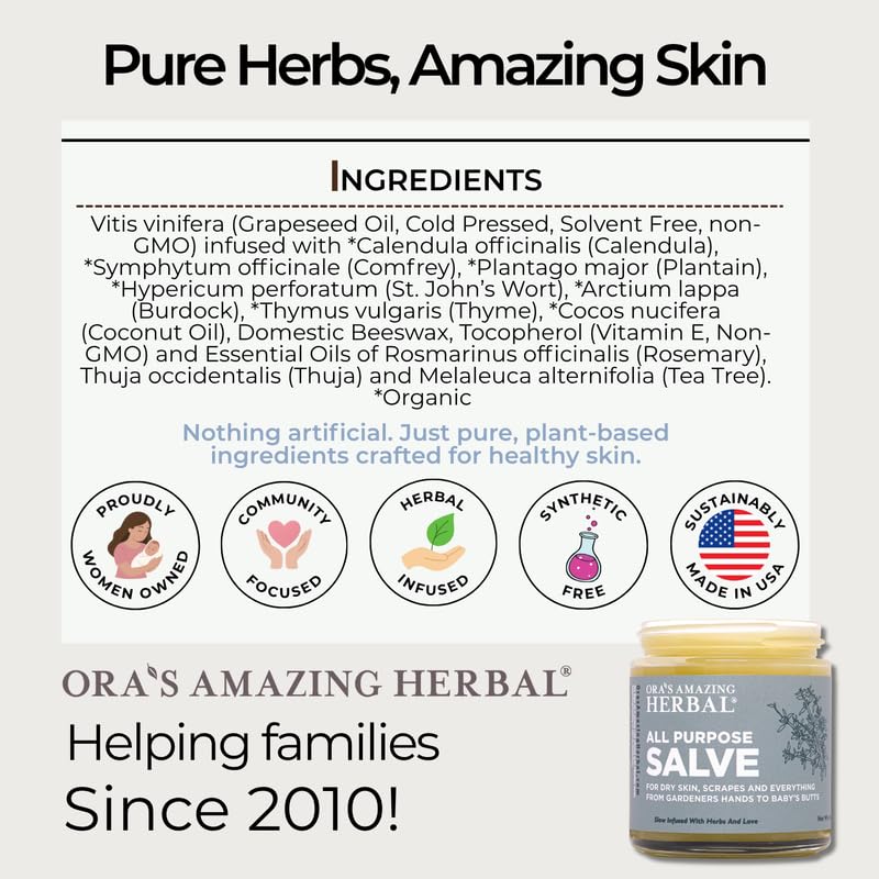 Ora's Amazing Herbal All Purpose Salve cruelty-free and eco-friendly label.