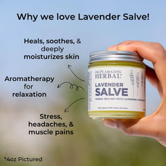 Ora's Amazing Herbal Lavender Salve ingredients calendula and coconut oil nourish skin.