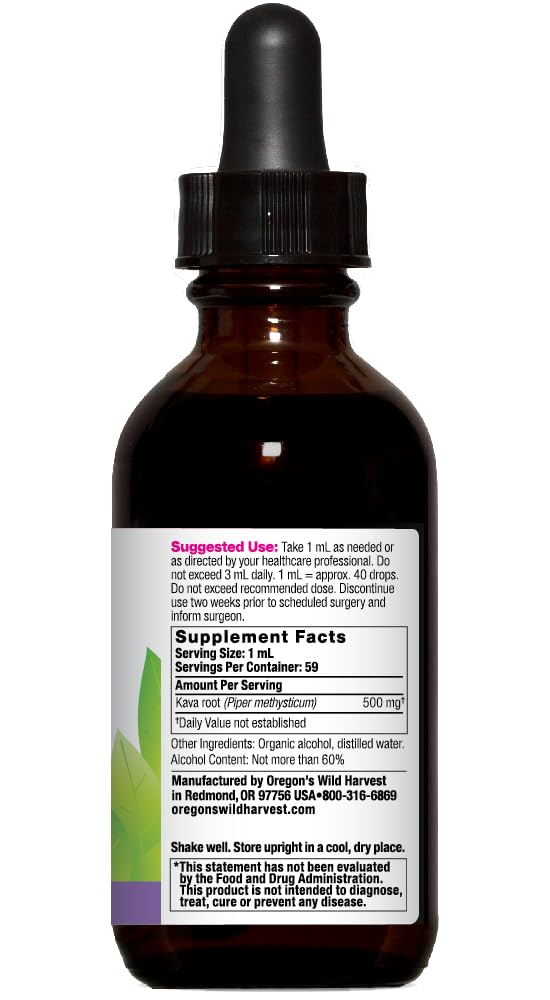 Oregon's Wild Harvest Kava Extract bottle pour enables quick calm evenings