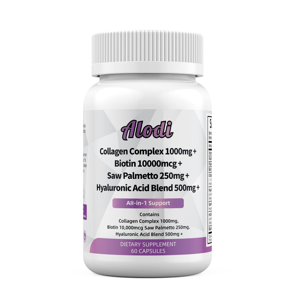 Orelo Super Collagen Blend bottle highlights hair, skin, and nails support.