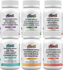 Orelo Super Collagen Blend vitamins chart emphasizes C and E benefits.