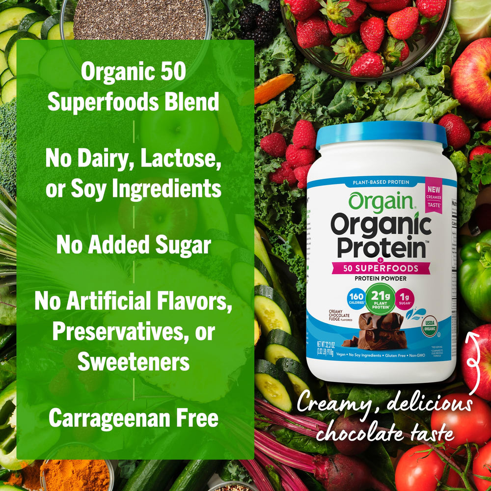 Orgain organic 50 superfoods mix including kale and spinach for nutrient-dense flavor