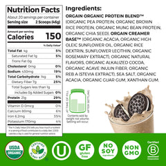 Orgain Cookies and Cream shake glass showing smooth texture
