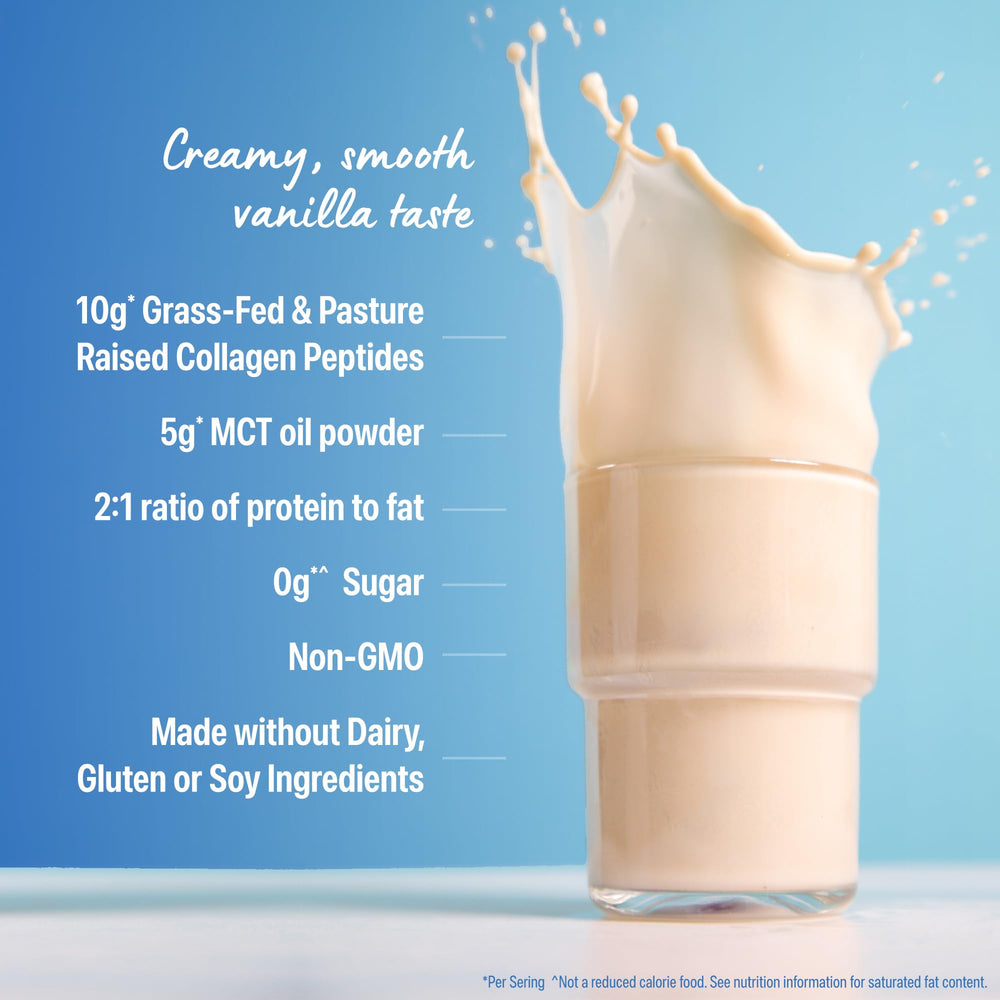 Smooth Orgain Keto Collagen Vanilla smoothie showcasing creamy texture.