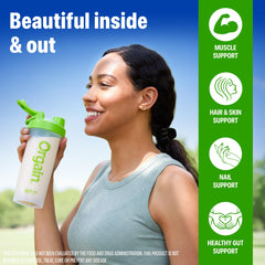 Orgain nutrition facts panel close-up emphasizing 0g sugar and 140 calories per serving