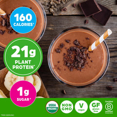 Orgain plant-based protein blend from pea, brown rice, and chia for complete amino acids