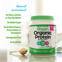 Orgain protein powder in overnight oats for easy energy boost.