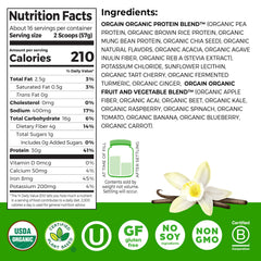 Orgain Vanilla organic-fruit-veggie-blend highlights organic nutrition for daily fueling.