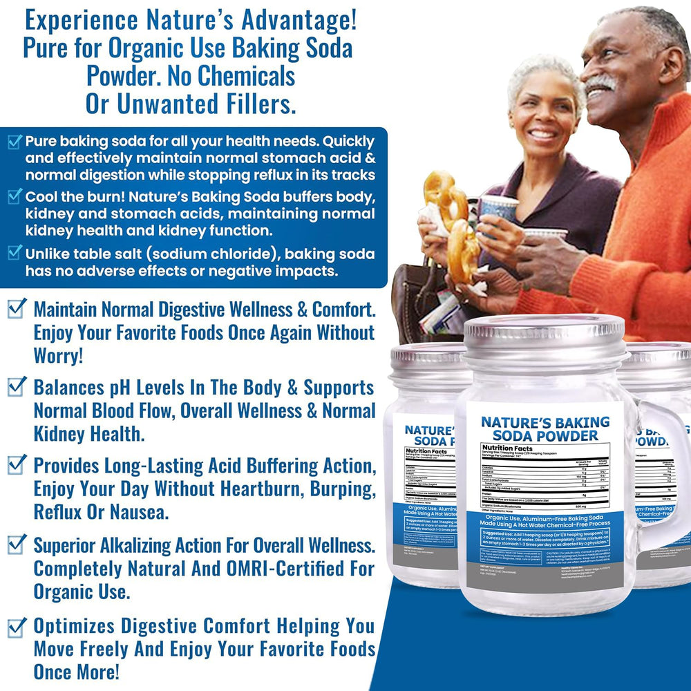 Kidney Restore organic baking soda powder being poured for easy mixing
