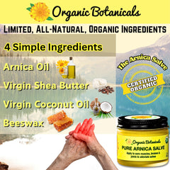 Packaging box of Organic Botanicals Arnica Salve ready for travel or gym bag.