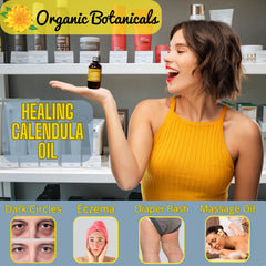 Skin application of Organic Botanicals calendula oil provides gentle moisturization.