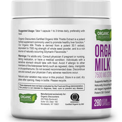 Organic Discounters Milk Thistle ingredients label close-up