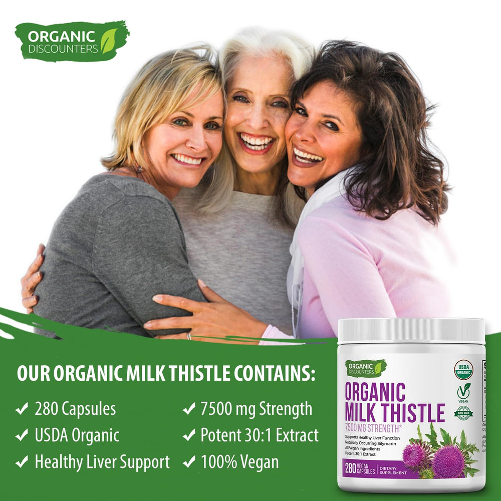 USDA Organic certification label on Organic Discounters Milk Thistle bottle