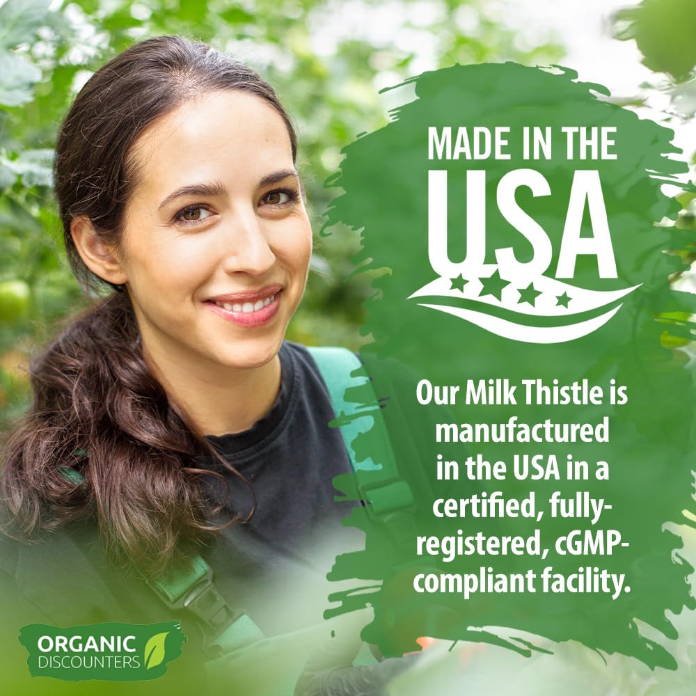 Vegan, non-GMO Organic Discounters Milk Thistle capsules in a clear bottle