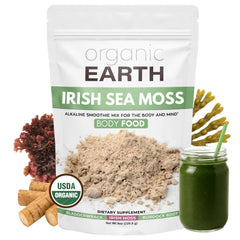 Organic Earth Irish Sea Moss Powder bottle for daily wellness and convenient use