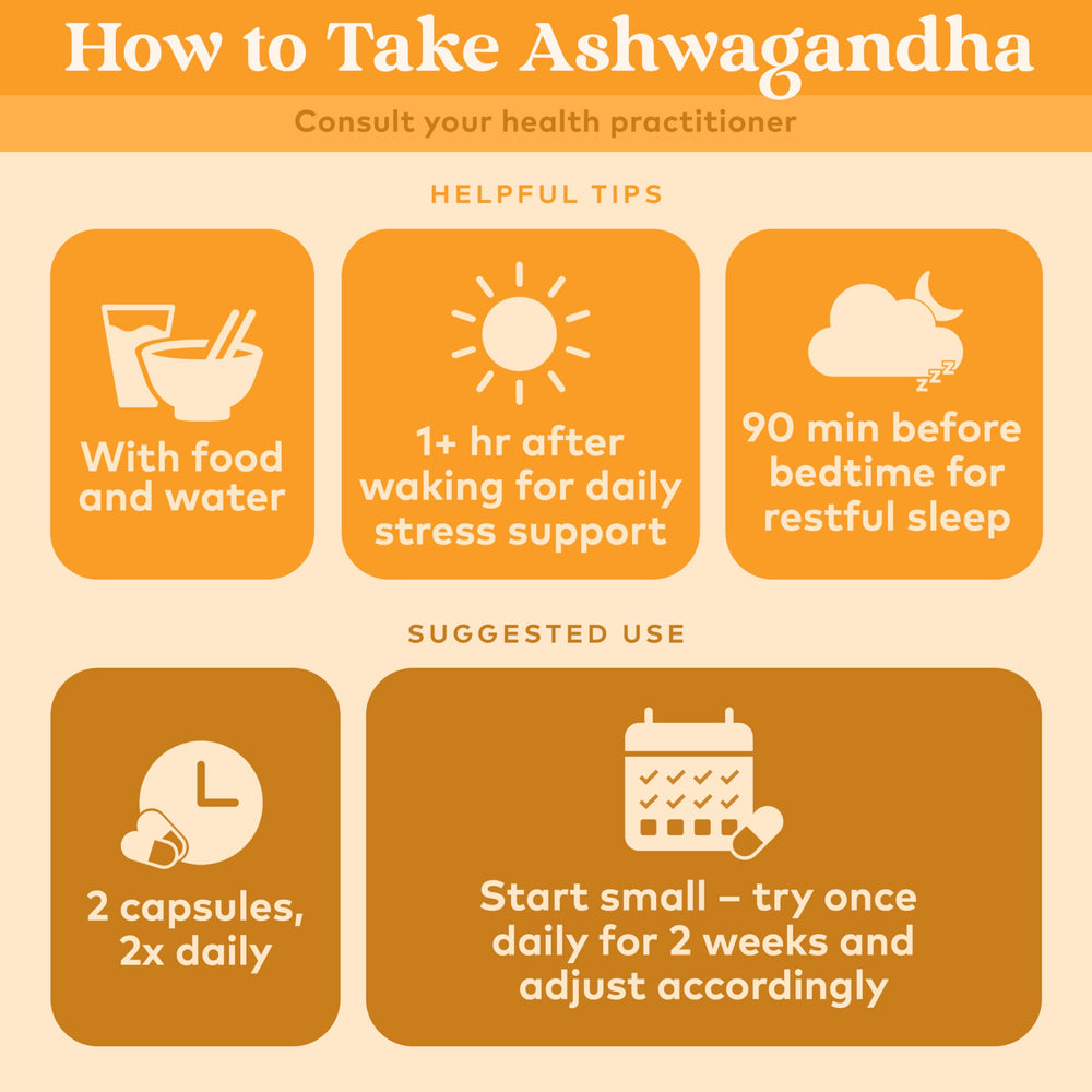 Ashwagandha capsules beside tea suggestively supporting evening routines.