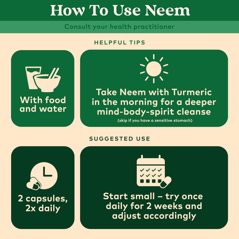 Organic India Neem Leaf Capsules daily routine with water.