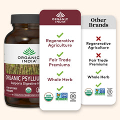 Organic India Psyllium husk closeup showing natural texture and fiber-rich form