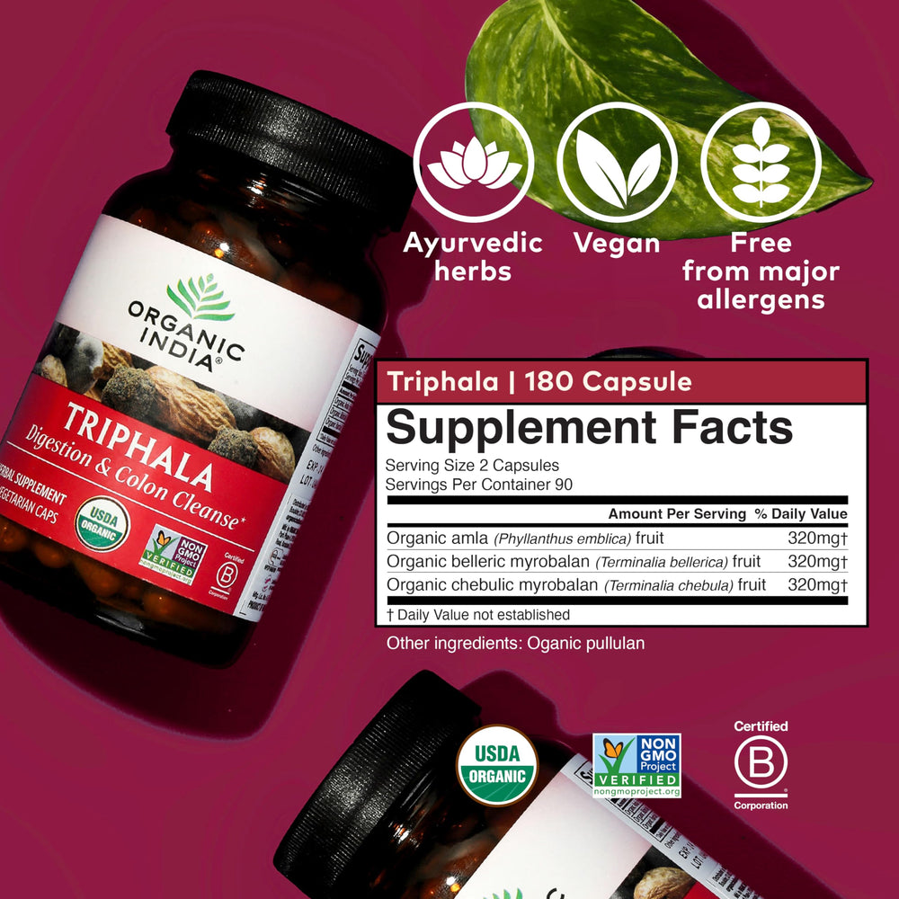 Triphala packaging on a shelf ready for daily wellness routines.