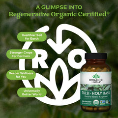 Organic India Tulsi capsules closeup highlighting pure herbal capsules