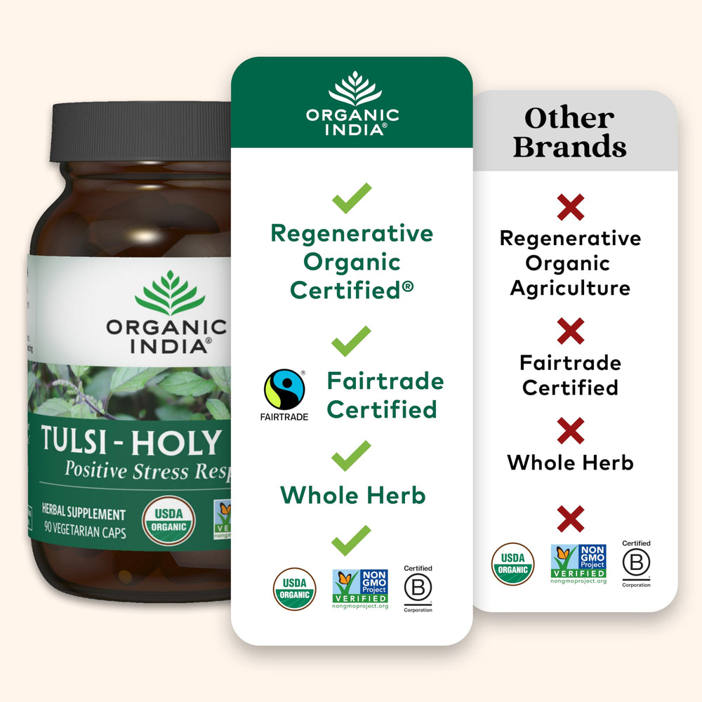 Organic India Tulsi bottle ready for daily wellness ritual