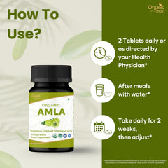 Organic Spree Amla label image showcases vegan and organic certifications.