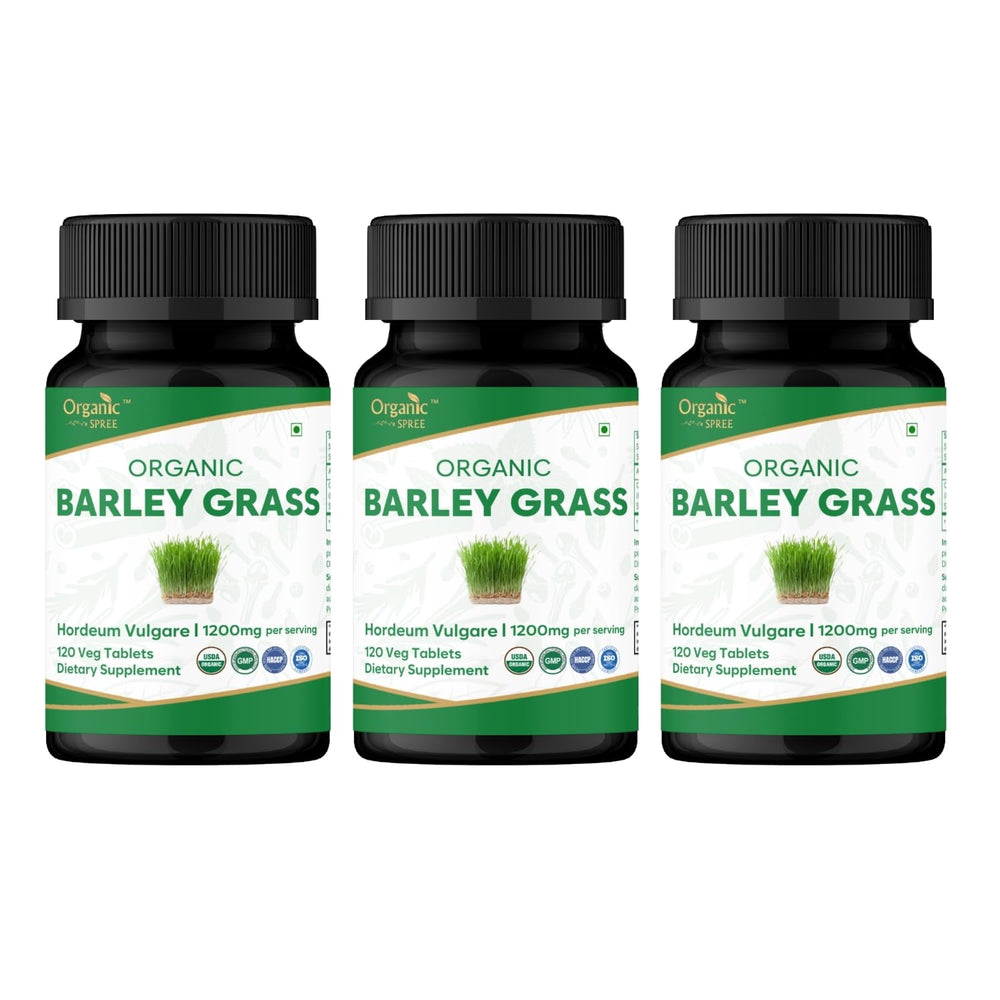Organic Spree Barley Grass tablets in a pack for daily plant-based nutrition.