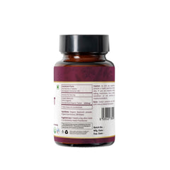 Side view of Organic Spree Beetroot Tablets bottle highlighting compact tablet form
