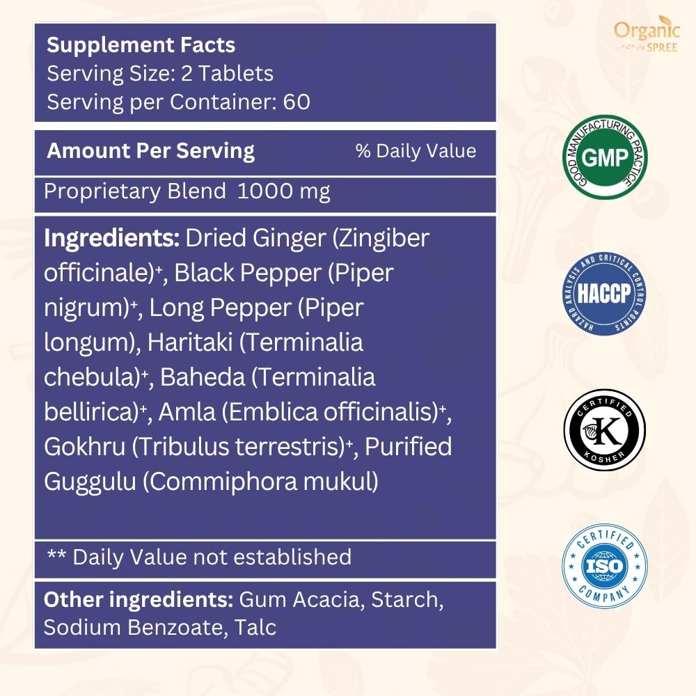 Organic Spree Gokshuradi Guggulu packaging box highlights GMP certification