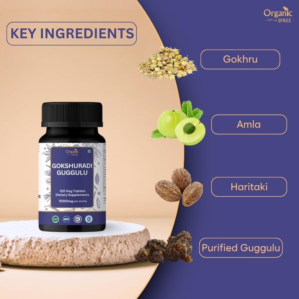 Close-up of Organic Spree Gokshuradi Guggulu tablets for daily wellness