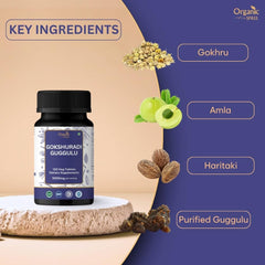 Close-up of Organic Spree Gokshuradi Guggulu tablets for daily wellness