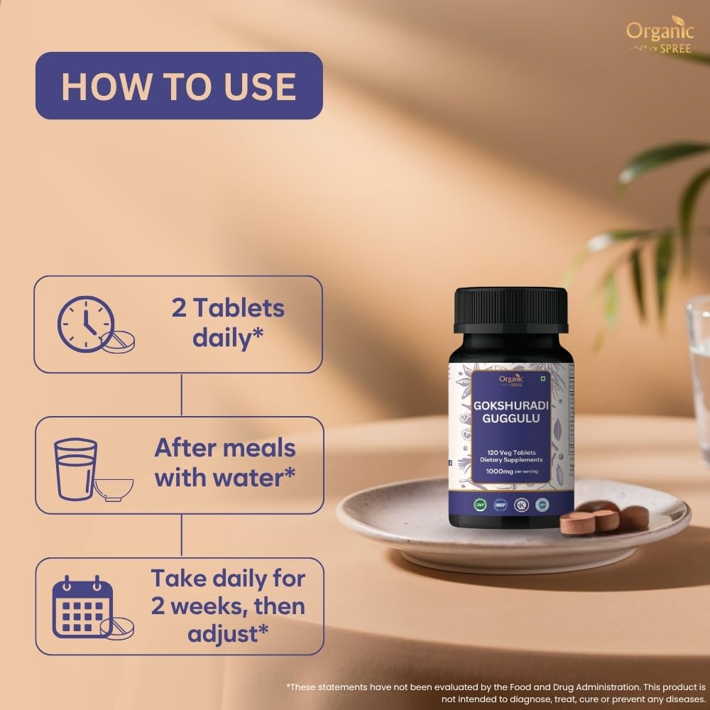Organic Spree Gokshuradi Guggulu bottle on a clean kitchen counter