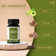 Kaishor Guggulu tablets close-up for easy dosing and texture