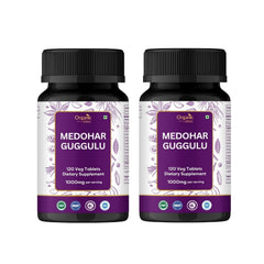 Organic Spree Medohar Guggulu bottle front showing product details and label