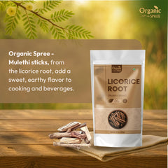 Organic Spree Mulethi sticks close-up aroma, showcasing natural sweetness.
