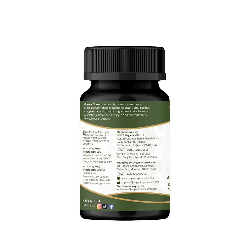 Organic Spree Neem vegetarian-friendly symbol indicates plant-based supplement