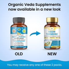Organic Veda 5-in-1 immune complex capsules on label highlights multi-benefit formula.