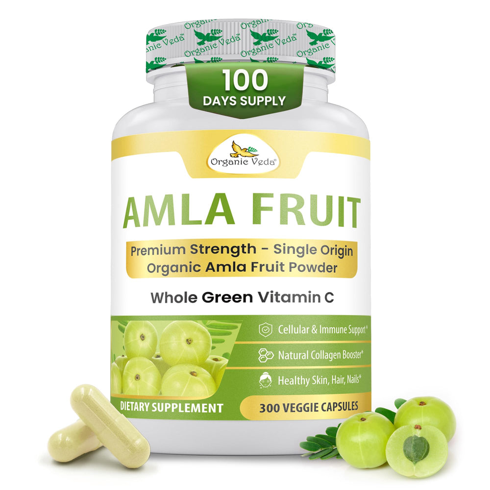 Organic Veda Amla capsules bottle ready for daily immune and skin support