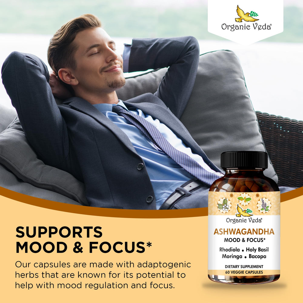 Organic Veda Ashwagandha tablets neatly stacked for consistent daily use.
