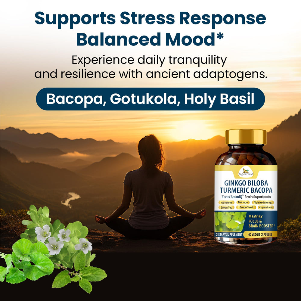 Organic Veda bottle on desk setup for easy integration into study routines