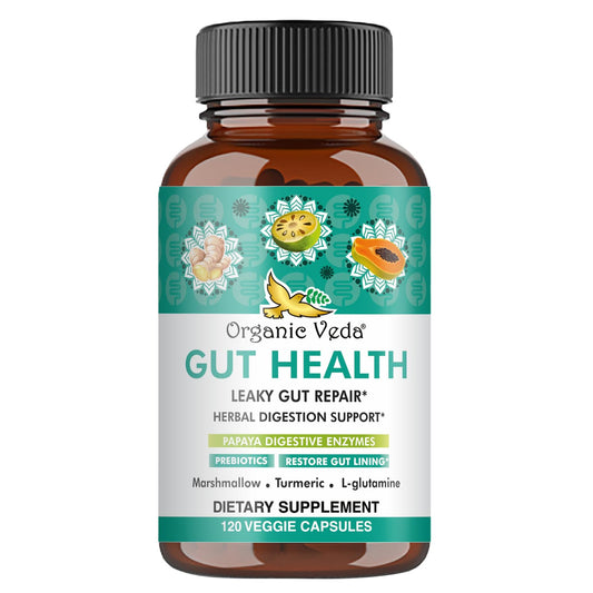 Organic Veda Marshmallow Turmeric bottle label promotes vegan gut support