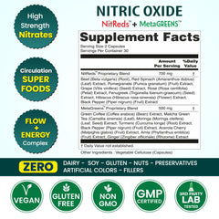 Organic Veda NitReds cap close-up emphasizing natural nitrate-rich ingredients.