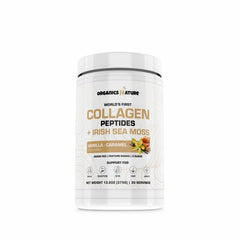 Organics Nature Vanilla Caramel Collagen bottle pouring for daily serving convenience