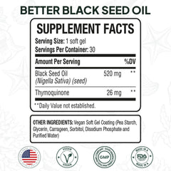 Organics Ocean Better Black Seed Oil capsules offer convenient one-a-day soft gels for easy dosing.